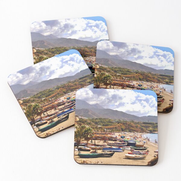 Item preview, Fishing Boats Burriana Beach Nerja Spain designed and sold by AndyEvansPhotos.