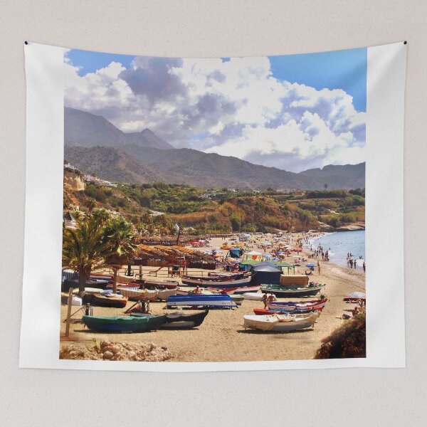 Item preview, Fishing Boats Burriana Beach Nerja Spain designed and sold by AndyEvansPhotos.