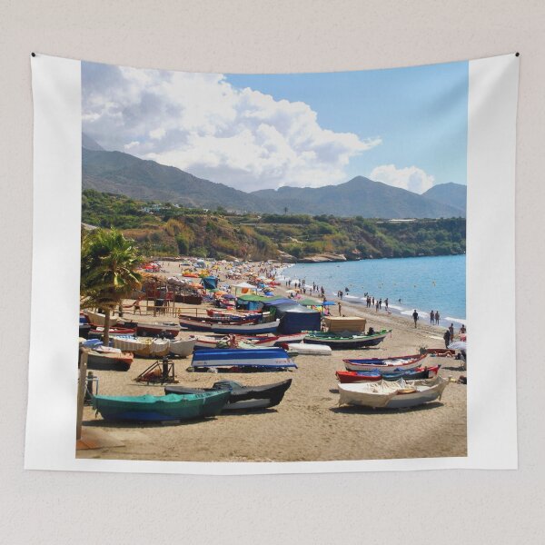 Item preview, Fishing Boats Burriana Beach Nerja Spain designed and sold by AndyEvansPhotos.