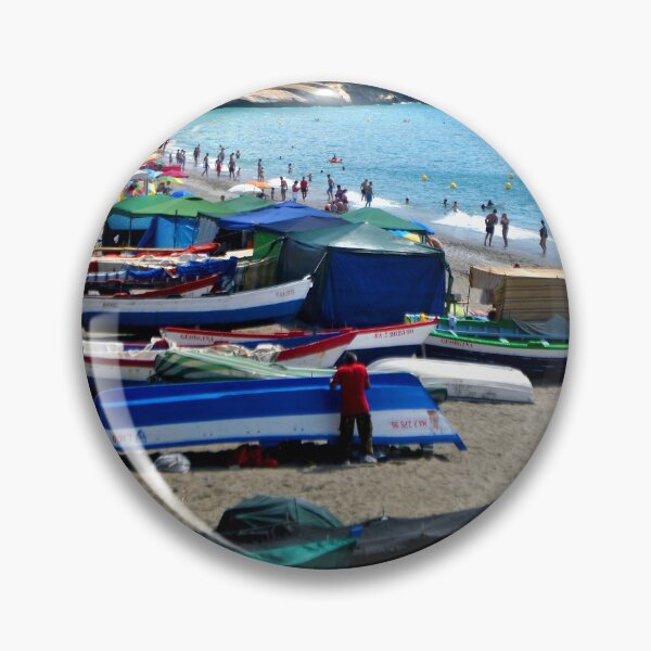 Item preview, Fishing Boats Burriana Beach Nerja Spain designed and sold by AndyEvansPhotos.