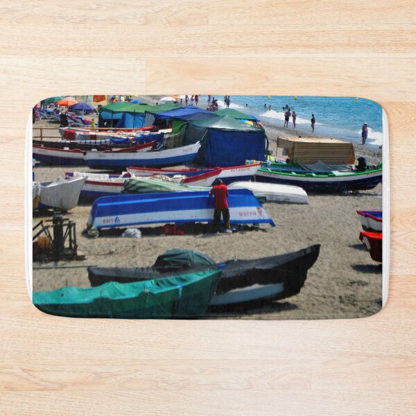 Item preview, Fishing Boats Burriana Beach Nerja Spain designed and sold by AndyEvansPhotos.