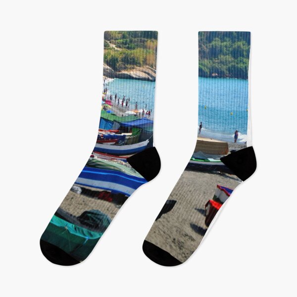Item preview, Fishing Boats Burriana Beach Nerja Spain designed and sold by AndyEvansPhotos.