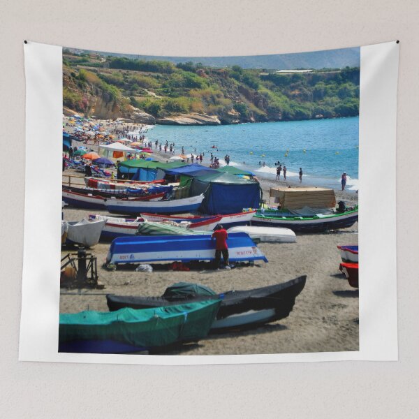 Item preview, Fishing Boats Burriana Beach Nerja Spain designed and sold by AndyEvansPhotos.