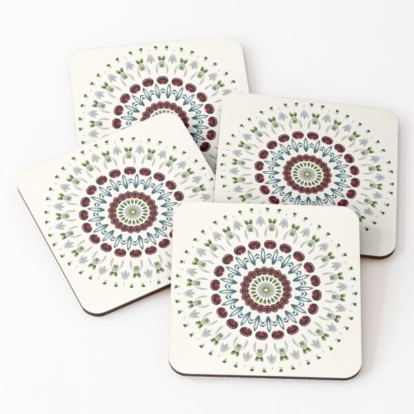 Item preview, January Birthday Garnet Birthstone & Snowdrop Flower Mandala designed and sold by TrendyArtPrints.