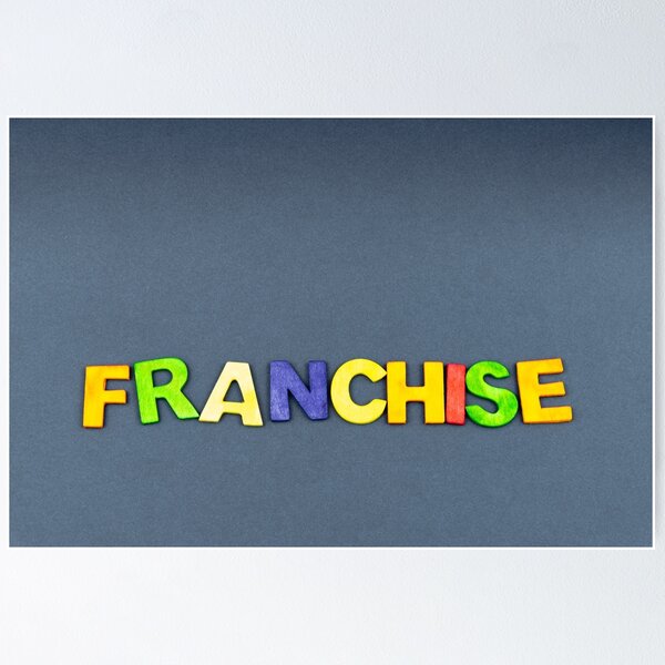 Item preview, Word FRANCHISE created of wood letters on dark background designed and sold by Stanciuc.