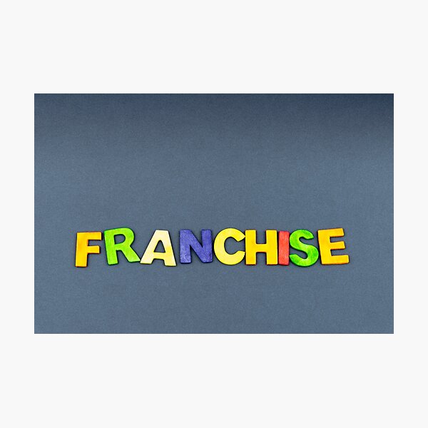 Item preview, Word FRANCHISE created of wood letters on dark background designed and sold by Stanciuc.
