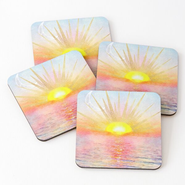 Item preview, Sea Sunset Watercolor Gold Sun Doodles Mandala designed and sold by NdesignTrend.