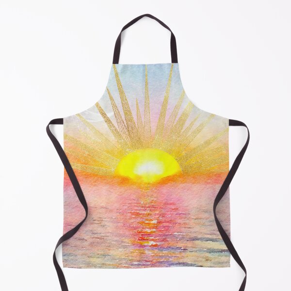 Item preview, Sea Sunset Watercolor Gold Sun Doodles Mandala designed and sold by NdesignTrend.