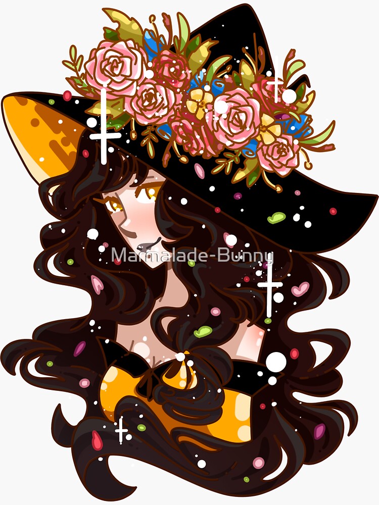 Rose Witch Black Hair Sticker For Sale By Marmalade Bunny Redbubble