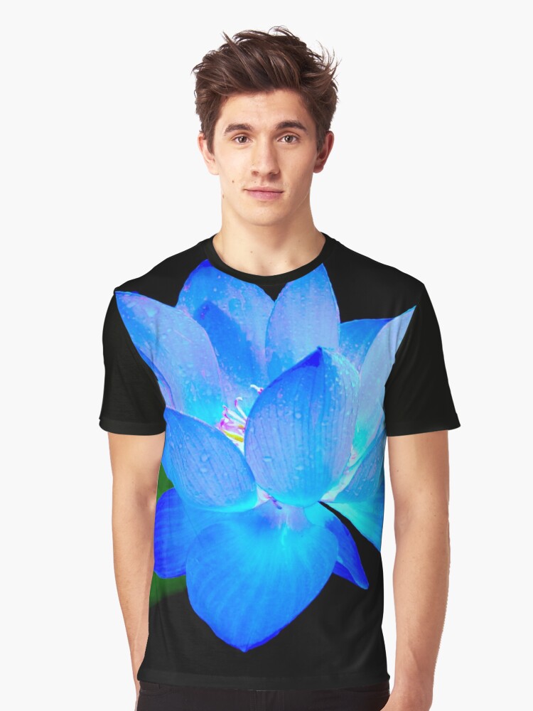 Blue Lotus Flower T Shirt For Sale By Uniqueonitself Redbubble Flowers Graphic T Shirts Pattern Graphic T Shirts Lotus Graphic T Shirts