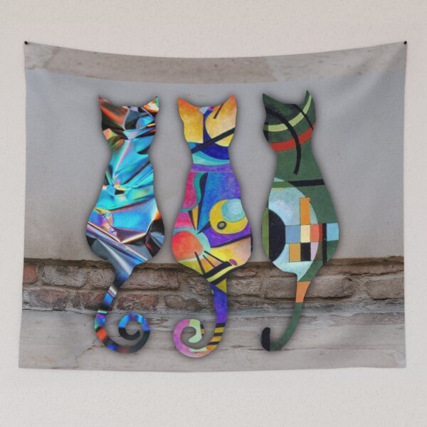 Item preview, Geometric trio of cats designed and sold by Elmanji.