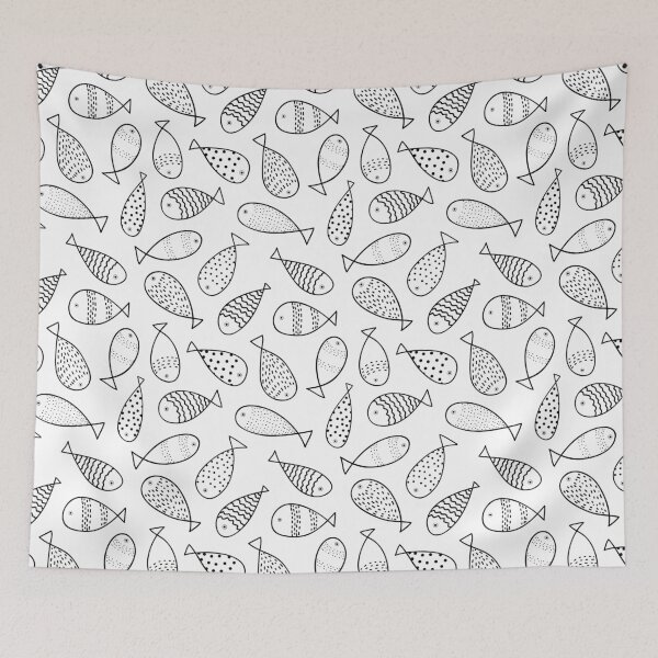 Item preview, Fishing Doodle on White designed and sold by The Wellington Boot.
