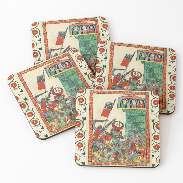 Item preview, COUNT  ALBRECHT  II IN BATTLE  ,FIGHTING MEDIEVAL KNIGHTS AND RED WILD ROSES designed and sold by BulganLumini.