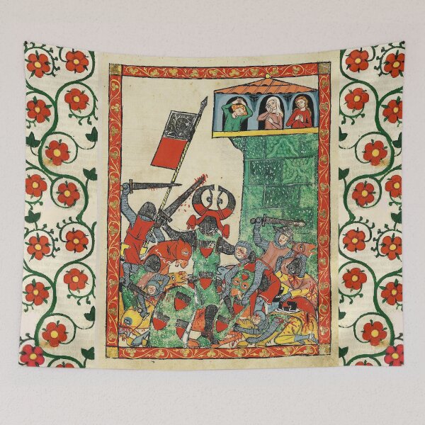 Item preview, COUNT  ALBRECHT  II IN BATTLE  ,FIGHTING MEDIEVAL KNIGHTS AND RED WILD ROSES designed and sold by BulganLumini.