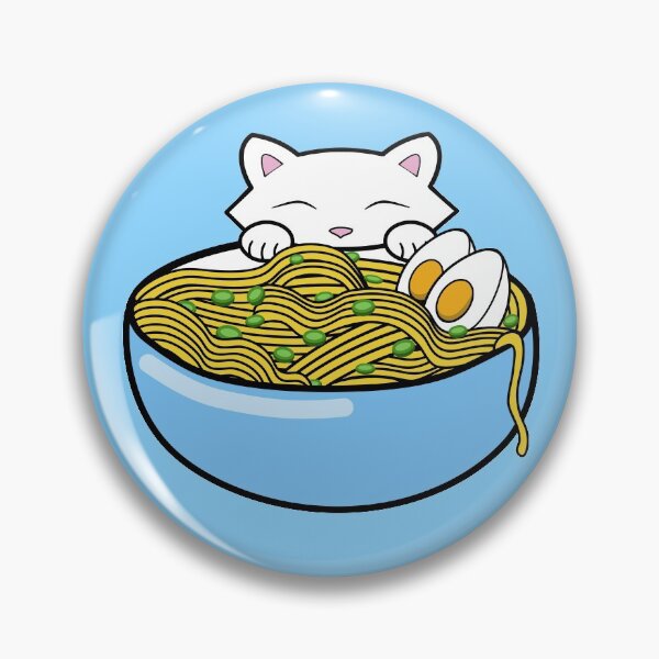 Item preview, Cute cat eating a big bowl of yummy ramen noodle soup designed and sold by Purr95.