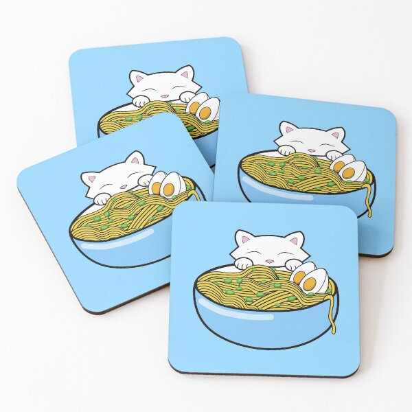 Item preview, Cute cat eating a big bowl of yummy ramen noodle soup designed and sold by Purr95.