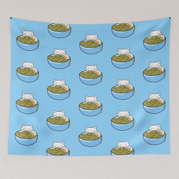 Item preview, Cute cat eating a big bowl of yummy ramen noodle soup designed and sold by Purr95.