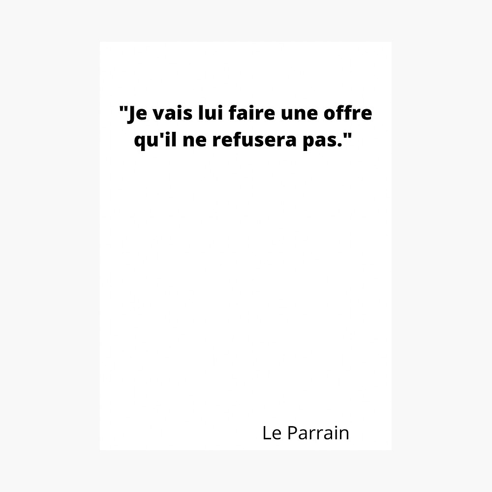 Poster Citation Le Parrain Par Citationsculte Redbubble