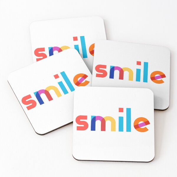 Colorful smile word Coasters (Set of 4)