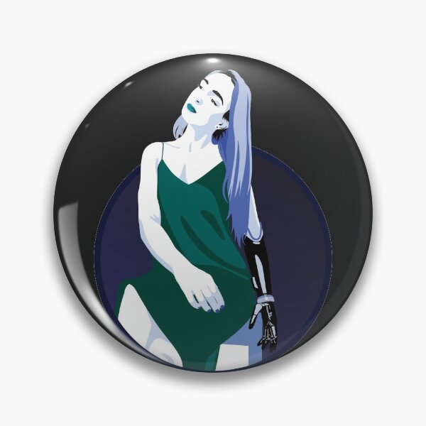 Item preview, Lady in a Dress with Prosthetic Arm | Avery - Turquoise & Blue (Dark Background) designed and sold by ladyfacecreates.
