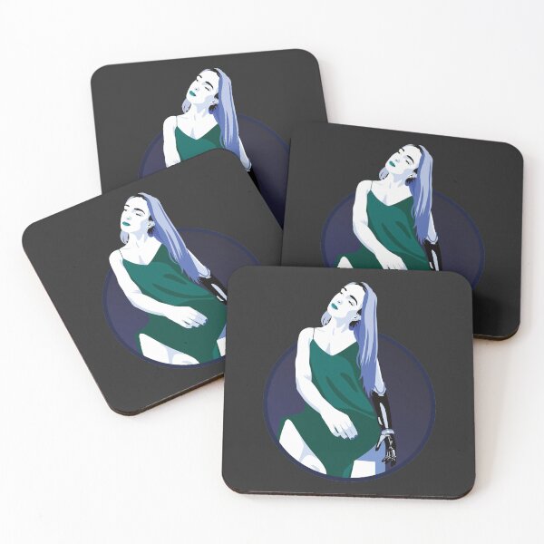 Item preview, Lady in a Dress with Prosthetic Arm | Avery - Turquoise & Blue (Dark Background) designed and sold by ladyfacecreates.