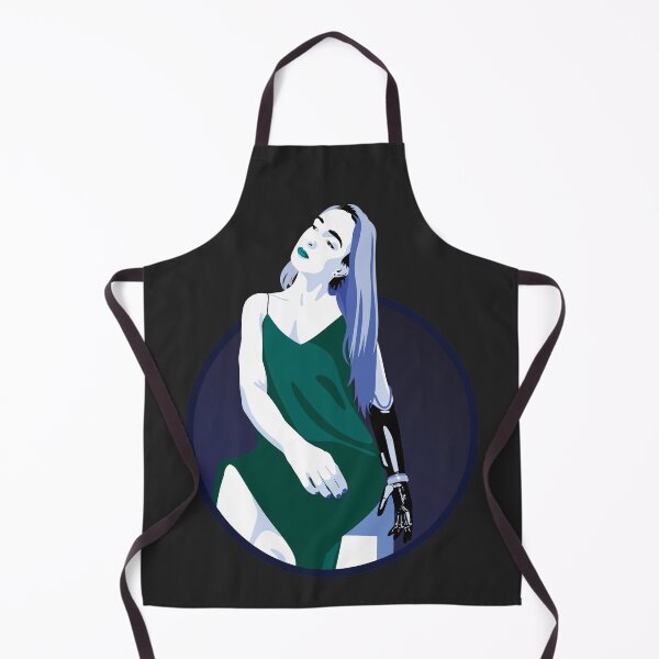 Item preview, Lady in a Dress with Prosthetic Arm | Avery - Turquoise & Blue (Dark Background) designed and sold by ladyfacecreates.