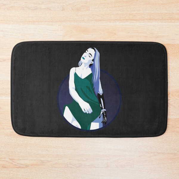 Item preview, Lady in a Dress with Prosthetic Arm | Avery - Turquoise & Blue (Dark Background) designed and sold by ladyfacecreates.