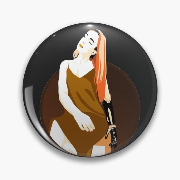 Item preview, Lady in a Dress with Prosthetic Arm | Avery - Yellow & Orange (Dark Background) designed and sold by ladyfacecreates.
