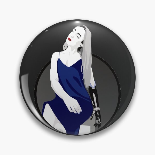 Item preview, Lady in a Dress with Prosthetic Arm | Avery - Blue & Grey (Dark Background) designed and sold by ladyfacecreates.