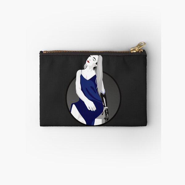 Item preview, Lady in a Dress with Prosthetic Arm | Avery - Blue & Grey (Dark Background) designed and sold by ladyfacecreates.