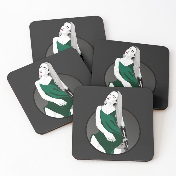 Item preview, Lady in a Dress with Prosthetic Arm | Avery - Green & Grey (Dark Background) designed and sold by ladyfacecreates.