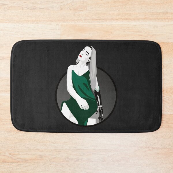 Item preview, Lady in a Dress with Prosthetic Arm | Avery - Green & Grey (Dark Background) designed and sold by ladyfacecreates.
