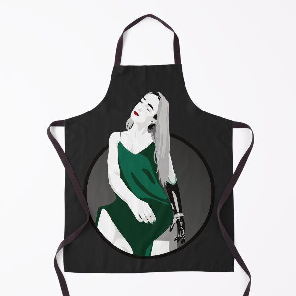 Item preview, Lady in a Dress with Prosthetic Arm | Avery - Green & Grey (Dark Background) designed and sold by ladyfacecreates.