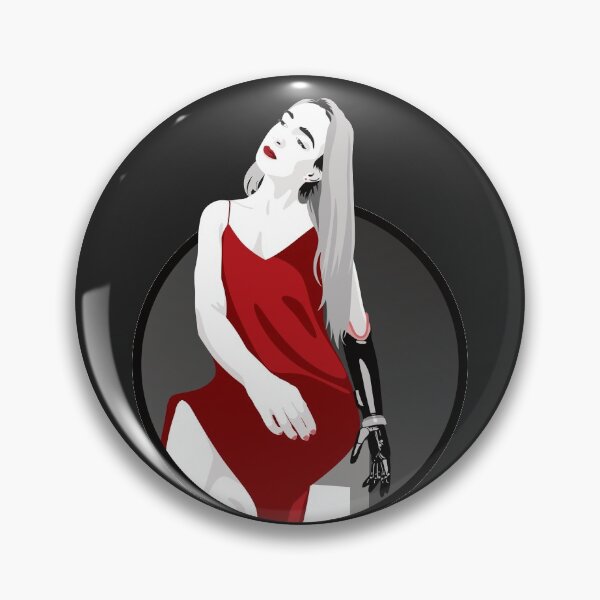 Item preview, Lady in a Dress with Prosthetic Arm | Avery - Red & Grey (Dark Background) designed and sold by ladyfacecreates.