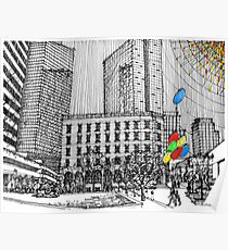 Sunny Day Cityscape Streetscape Poster