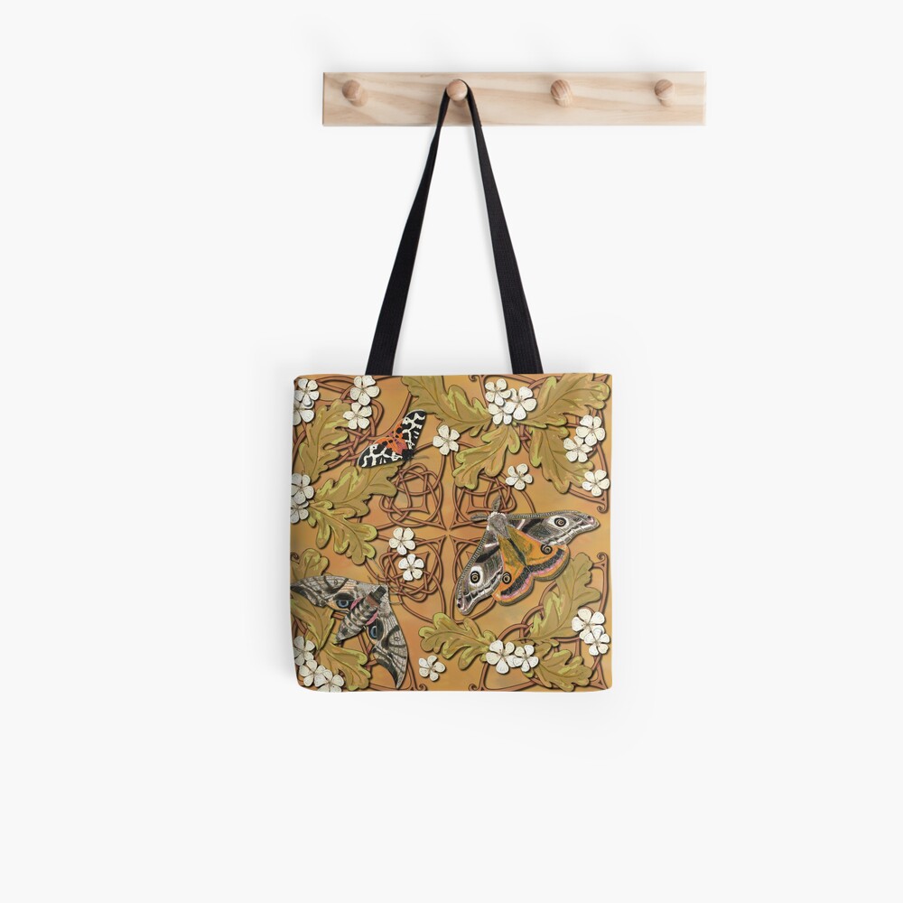 Celtic Moths with Leaves and Flowers Tote Bag