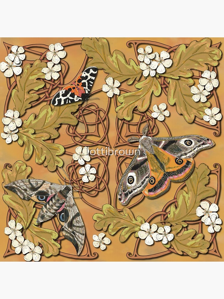 Celtic Moths with Leaves and Flowers by lottibrown