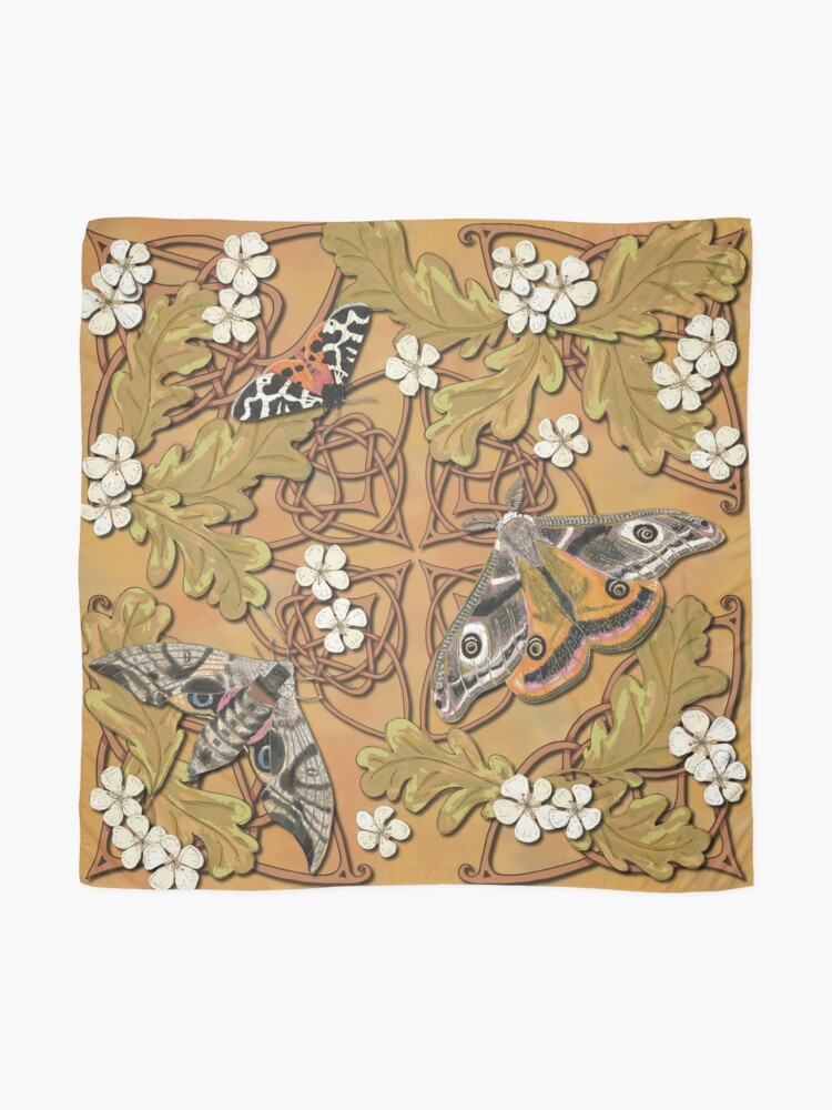 Alternate view of Celtic Moths with Leaves and Flowers Scarf