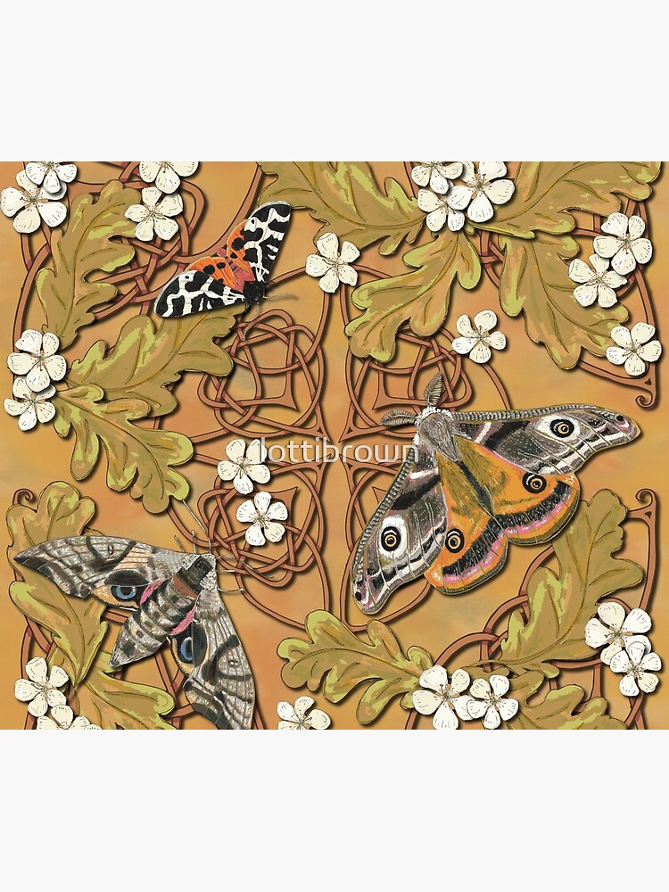 Celtic Moths with Leaves and Flowers by lottibrown