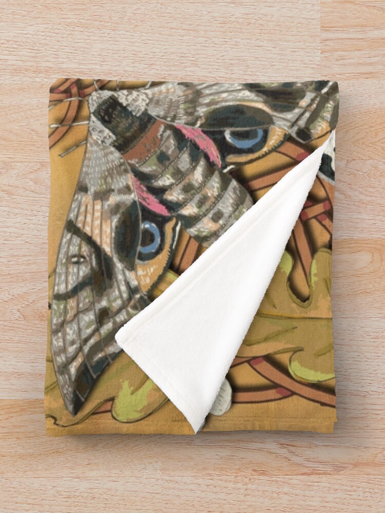 Alternate view of Celtic Moths with Leaves and Flowers Throw Blanket
