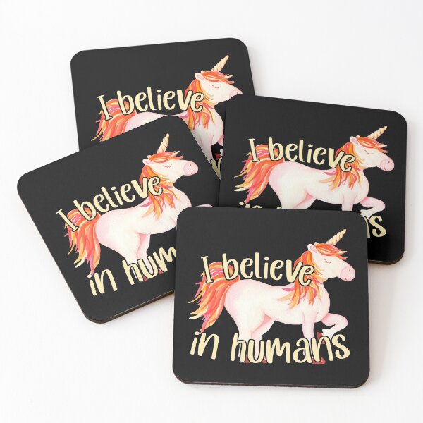 Item preview, I Believe In Humans, Funny Unicorn designed and sold by FuntasticDez.