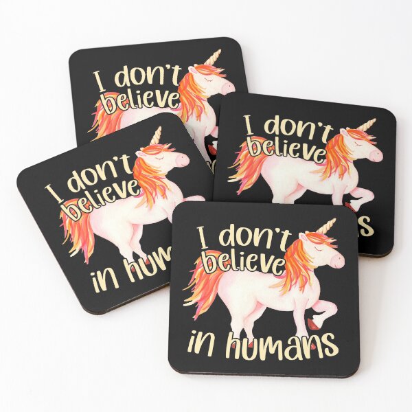 Item preview, I Don't Believe In Humans, Funny Unicorn designed and sold by FuntasticDez.