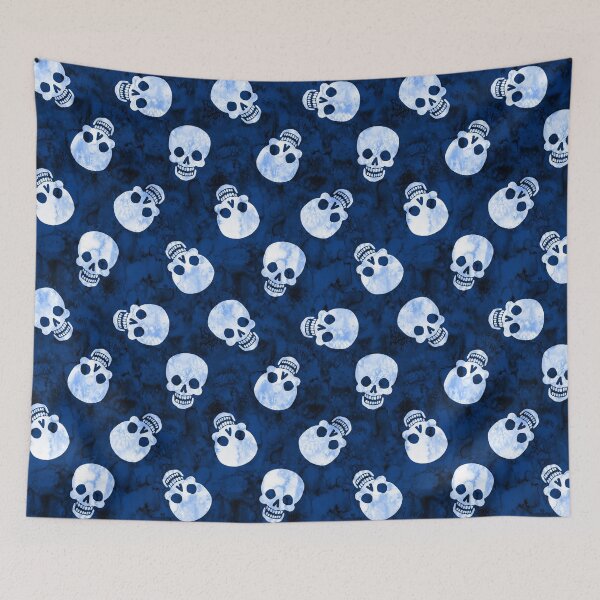 Aperçu de l'œuvre Happy Skull Scatter Blue créée et vendue par Paisley Yazel.