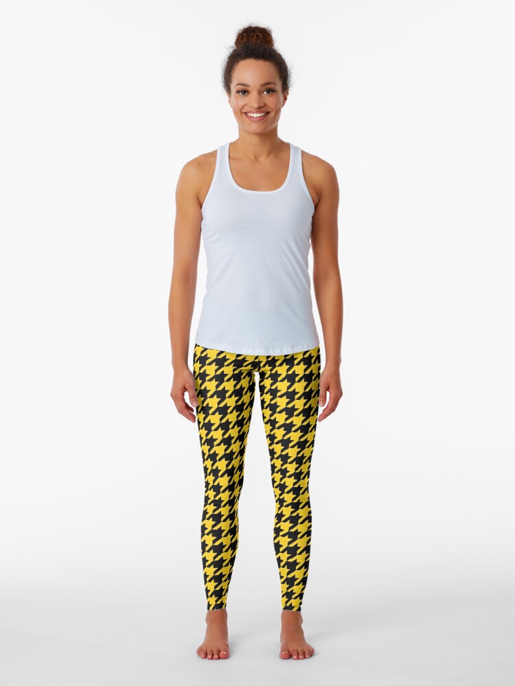 Pied de Black and Yellow Houndstooth" Leggings Sale by | Redbubble