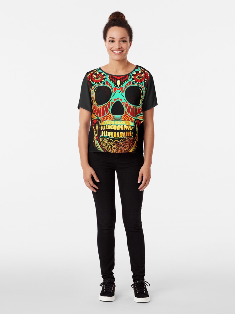 Alternate view of Grunge Skull No.2 Chiffon Top