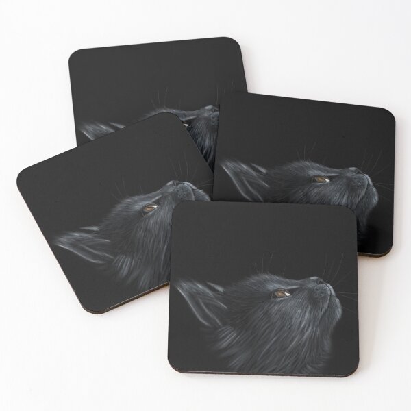 Item preview, Beautiful Grey Cat on Black designed and sold by Kittys-Art.