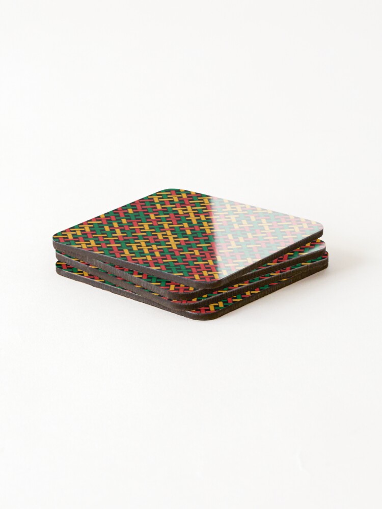 Thumbnail 4 of 5, Coasters (Set of 4), Weave Pattern (Rasta Colours) designed and sold by johnuttley.