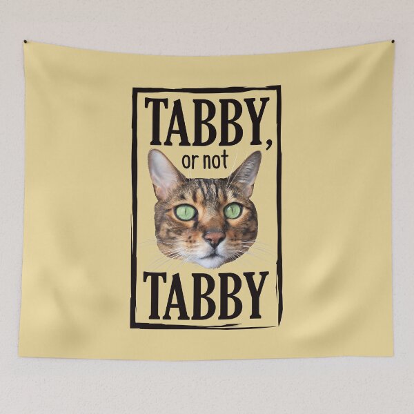 Item preview, Tabby or not Tabby, bengal cat face with green eyes, yellow beige background designed and sold by courbebleue.