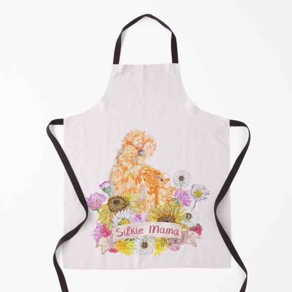 Item preview, Silkie Mama - Buff Silkie Hen and Chick with Summer Flowers designed and sold by becca-boyce.