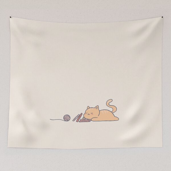 Item preview, Sleepy Study Orange Cat With a Ball of Yarn designed and sold by LittleFlairTee.